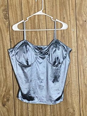 Zenobia Silver Satin Bustier Cami